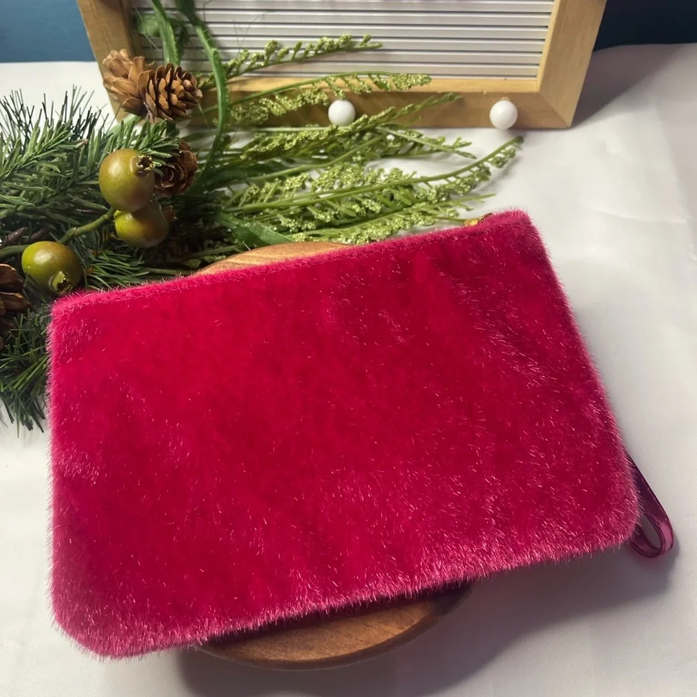 Ipsy Pink Faux Fur Clutch